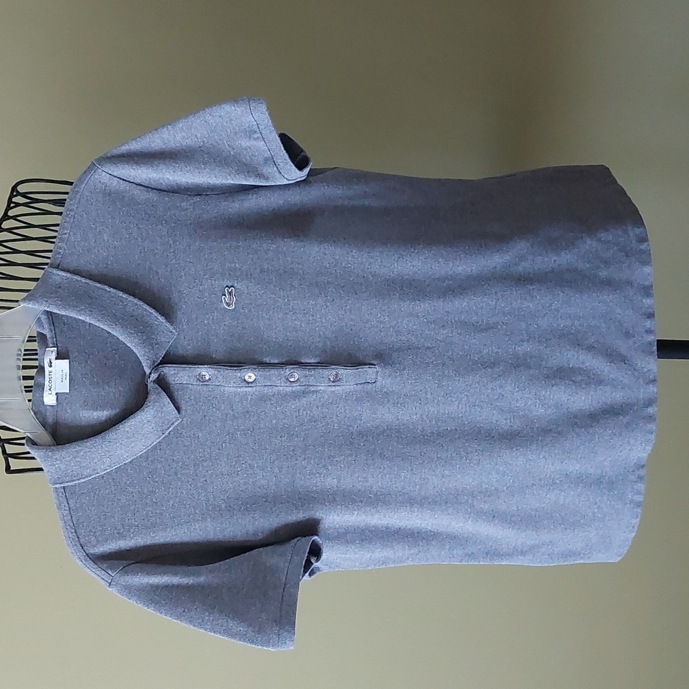 LACOSTE Polo Shirt, size 46/L, " Lacoste", grey color. Made in Peru
